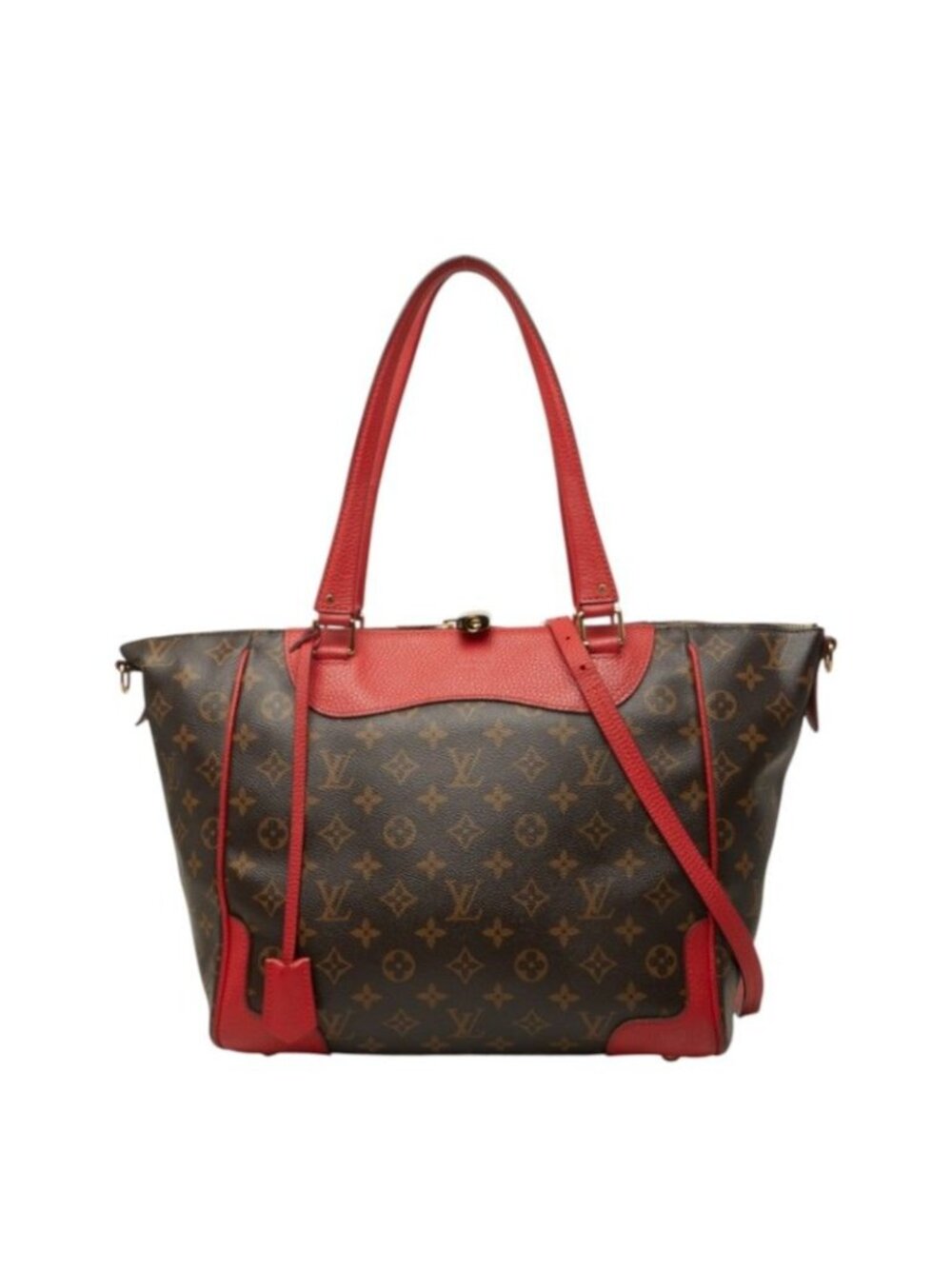 Louis Vuitton Monogram Estrella Tote Shoulder Bag Brown Cerise Red Leather